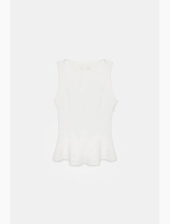 Camiseta sin mangas de crepé con volante peplum dilvin