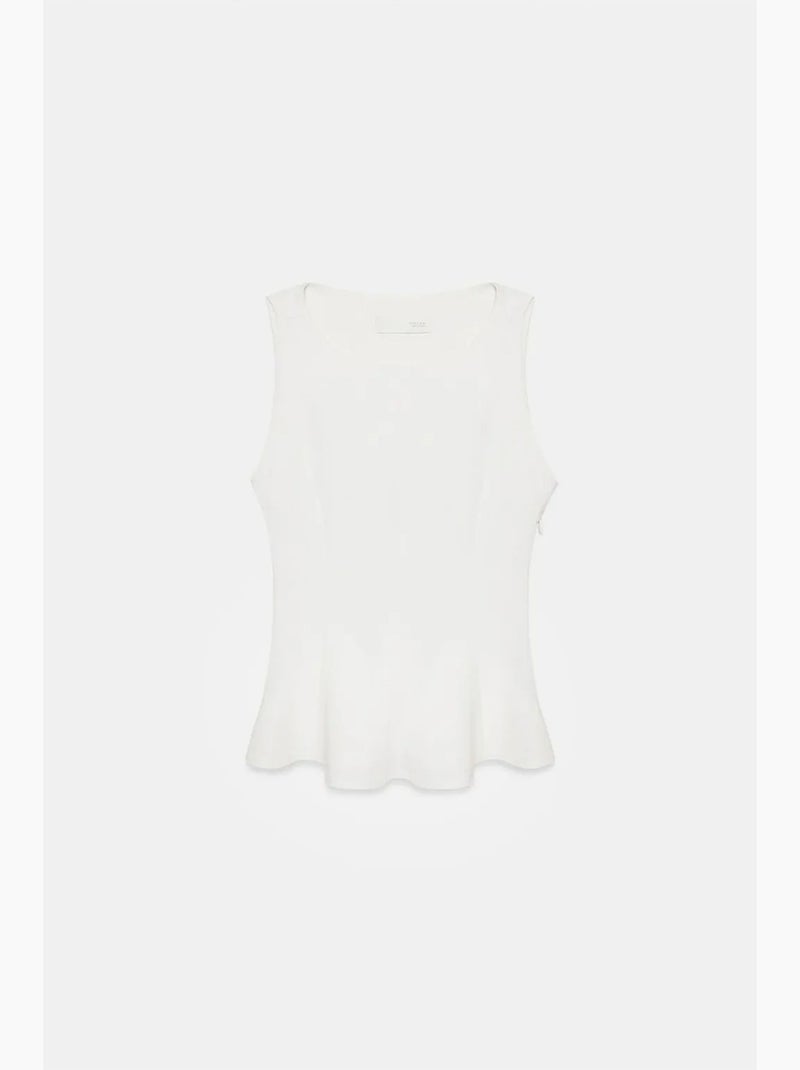 Camiseta sin mangas de crepé con volante peplum dilvin Blanco - Kiabi