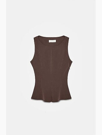 Camiseta sin mangas de crepé con volante peplum dilvin