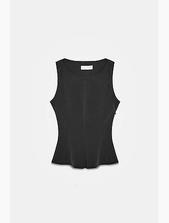Camiseta sin mangas de crepé con volante peplum dilvin