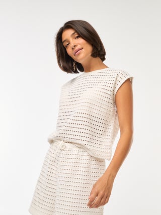 Camiseta sin mangas de croché calado