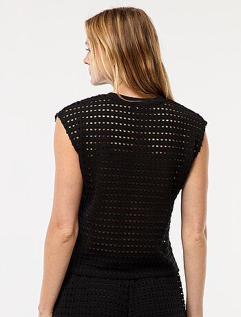 Camiseta sin mangas de croché calado