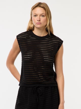 Camiseta sin mangas de croché calado