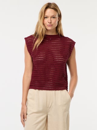 Camiseta sin mangas de croché calado