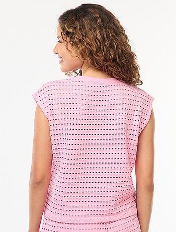 Camiseta sin mangas de croché calado