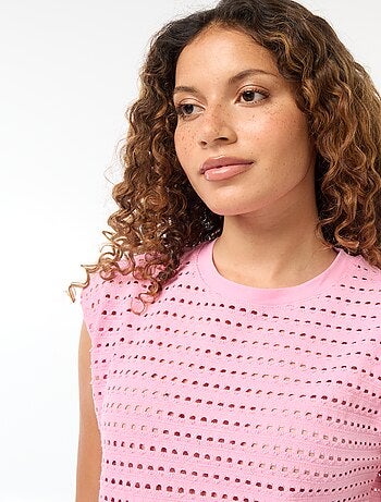 Camiseta sin mangas de croché calado