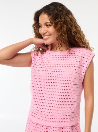 Camiseta sin mangas de croché calado