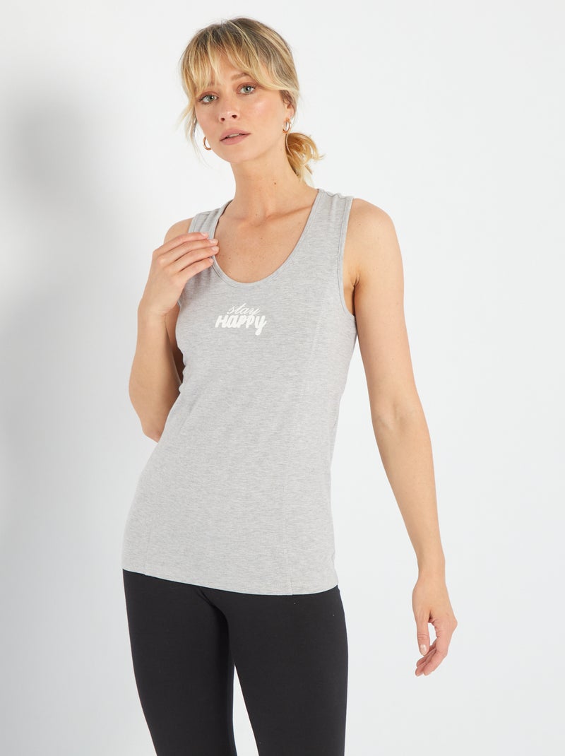 Camiseta sin mangas de deporte de punto gris - Kiabi