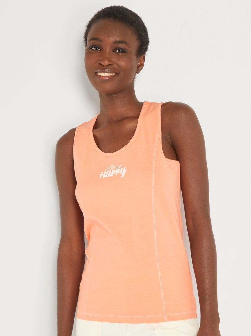 Camiseta sin mangas de deporte de punto naranja - Kiabi
