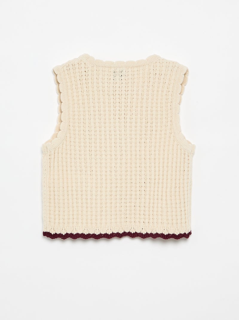 Camiseta sin mangas de ganchillo con detalles bordados Beige - Kiabi