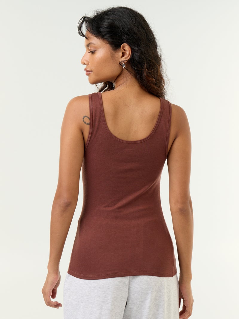 Camiseta sin mangas de lana mezclada Marron - Kiabi