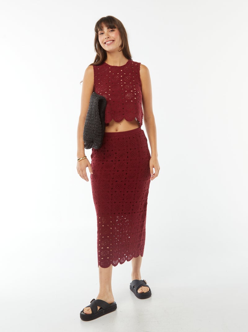Camiseta sin mangas de macramé con sisa americana Rojo - Kiabi