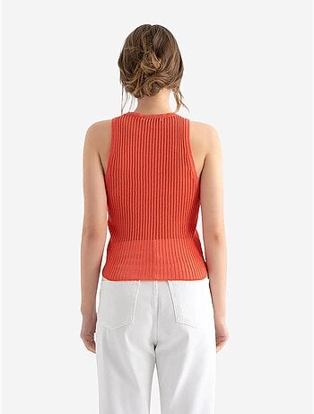 Camiseta sin mangas de malla acanalada con cuello redondo hiccup
