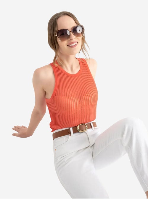 Camiseta sin mangas de malla acanalada con cuello redondo hiccup - Kiabi