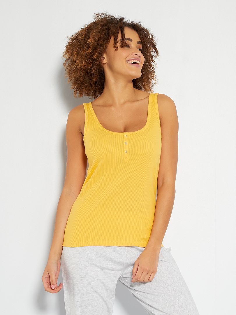Camiseta sin mangas de pijama amarillo crema - Kiabi