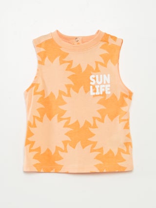Camiseta sin mangas de punto con mensaje