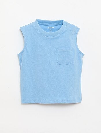 Camiseta sin mangas de punto de algodón con bolsillo en el pecho
