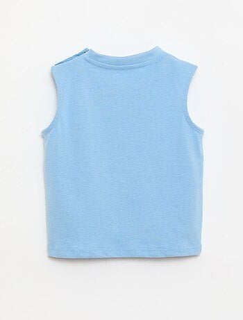 Camiseta sin mangas de punto de algodón con bolsillo en el pecho