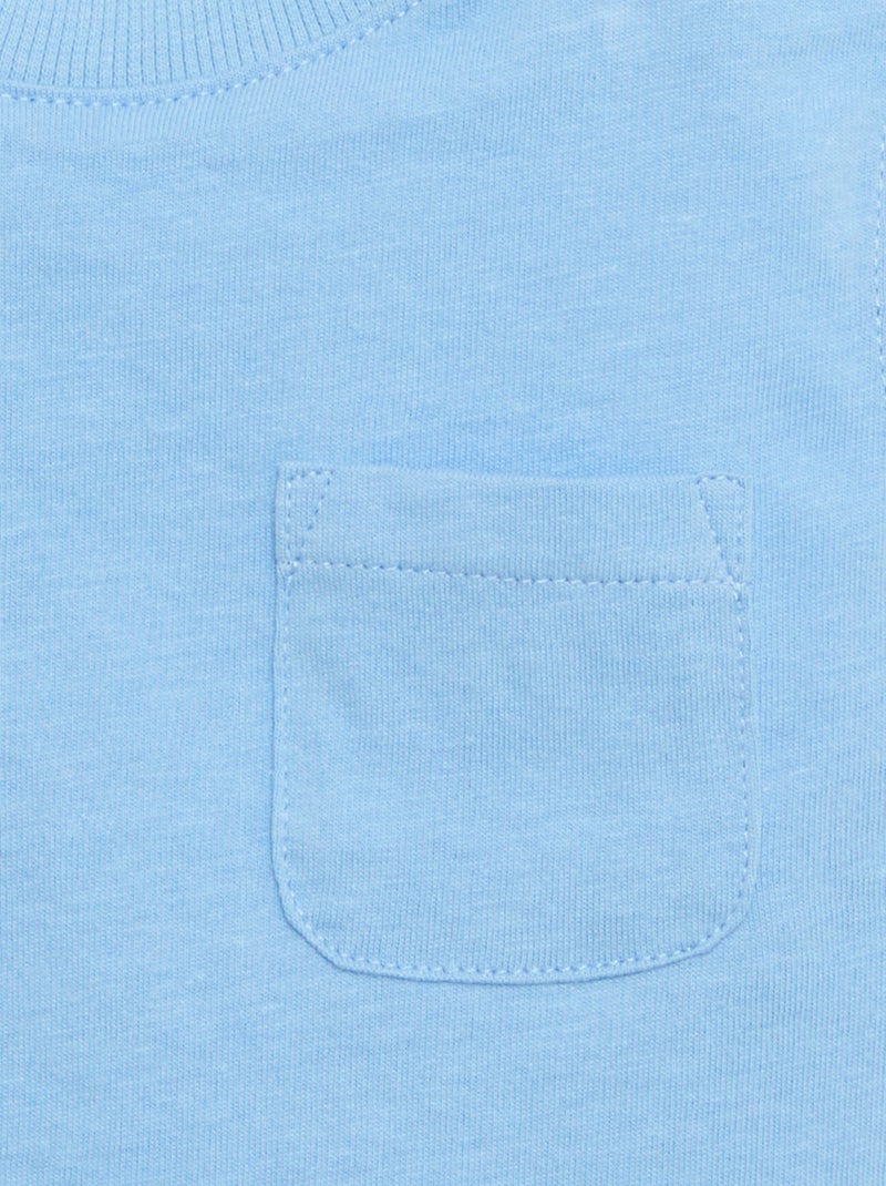 Camiseta sin mangas de punto de algodón con bolsillo en el pecho Azul - Kiabi