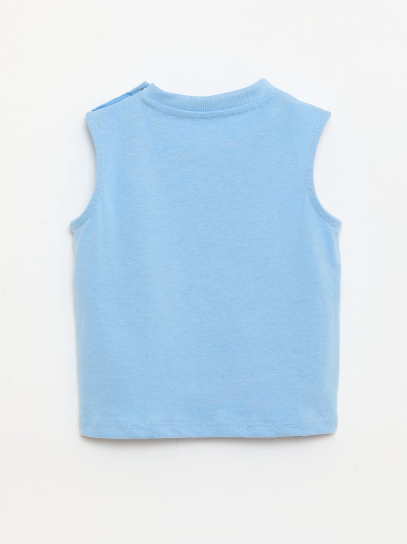 Camiseta sin mangas de punto de algodón con bolsillo en el pecho Azul - Kiabi