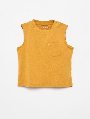 Camiseta sin mangas de punto de algodón con bolsillo en el pecho