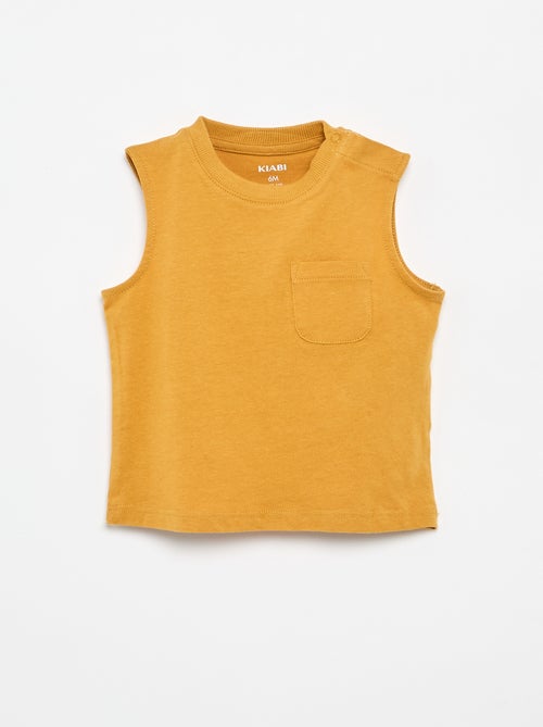 Camiseta sin mangas de punto de algodón con bolsillo en el pecho - Kiabi