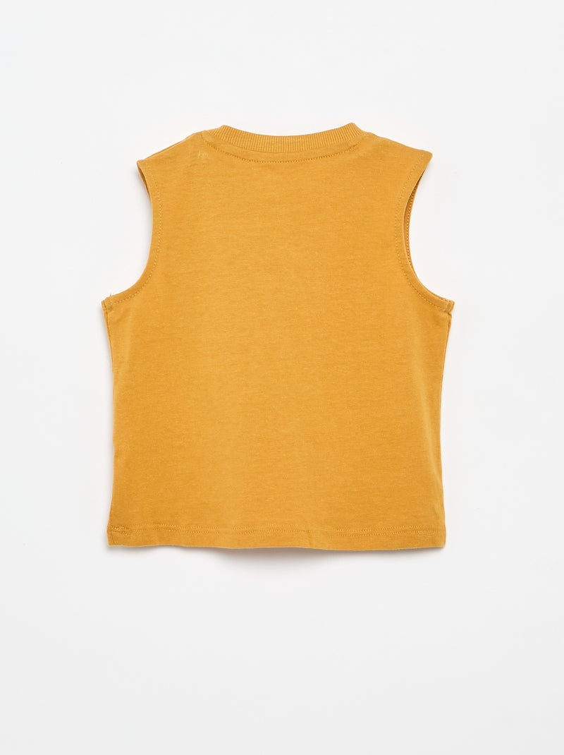 Camiseta sin mangas de punto de algodón con bolsillo en el pecho Beige - Kiabi