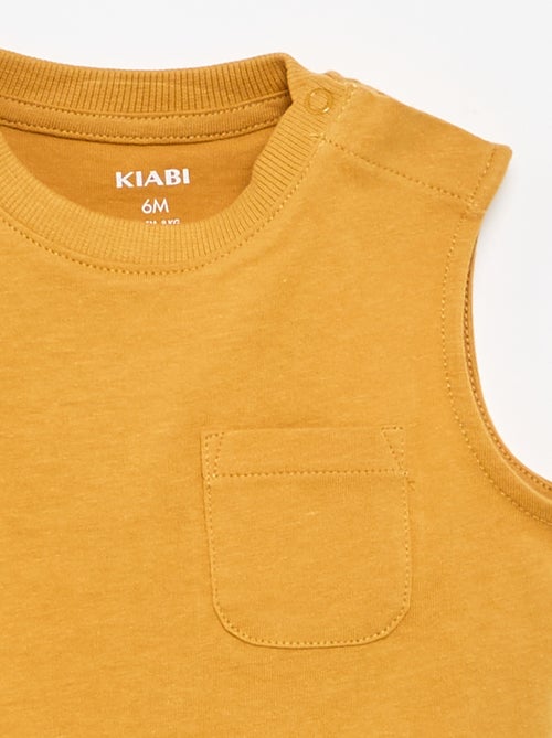 Camiseta sin mangas de punto de algodón con bolsillo en el pecho - Kiabi