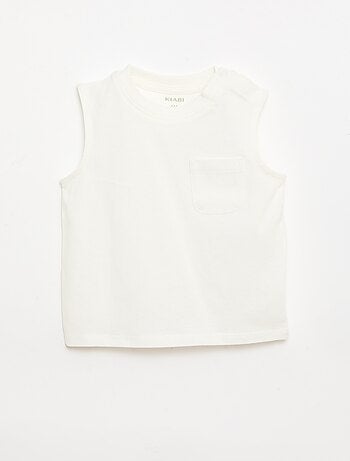 Camiseta sin mangas de punto de algodón con bolsillo en el pecho