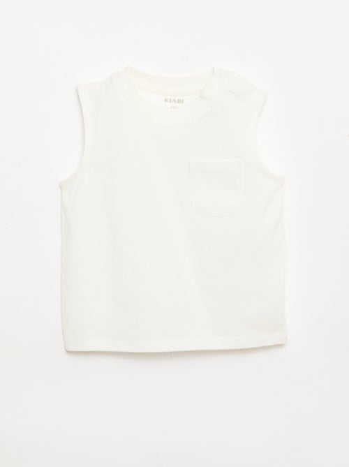 Camiseta sin mangas de punto de algodón con bolsillo en el pecho - Kiabi