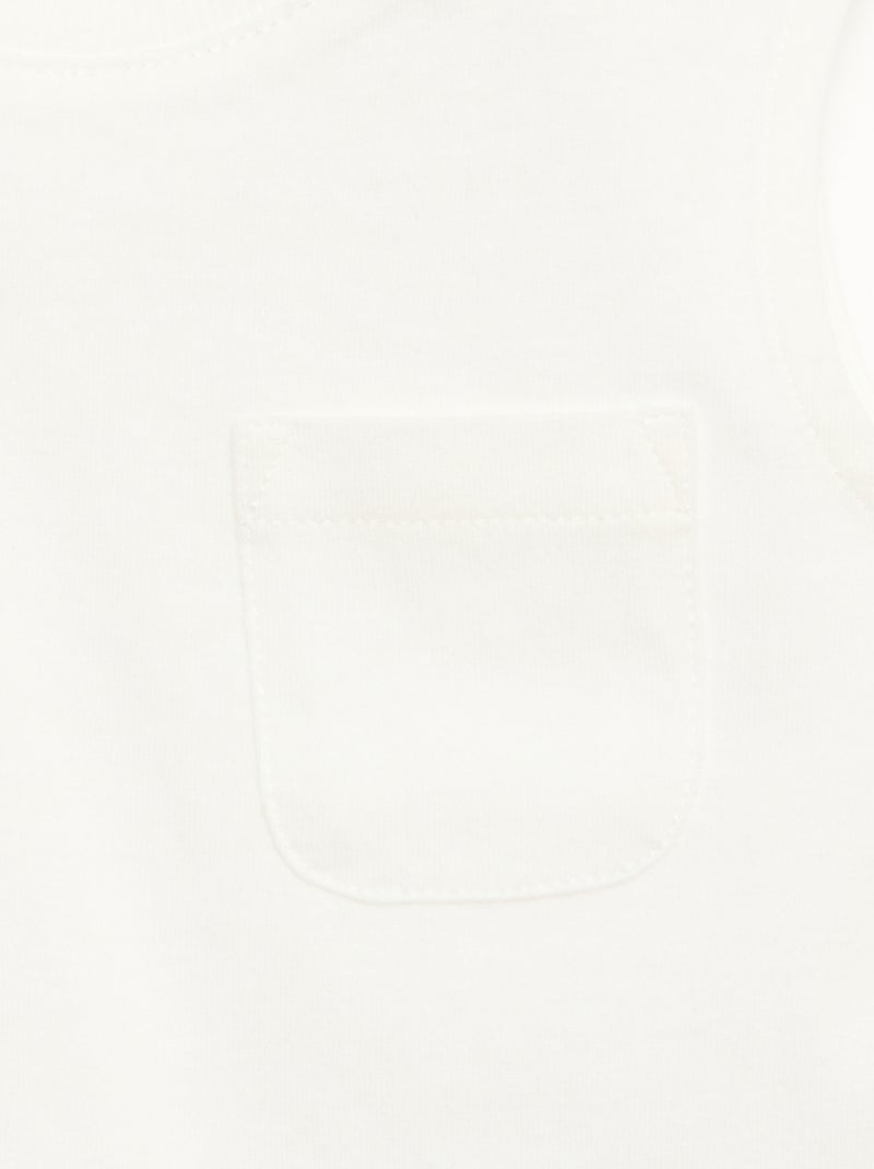 Camiseta sin mangas de punto de algodón con bolsillo en el pecho Blanco - Kiabi
