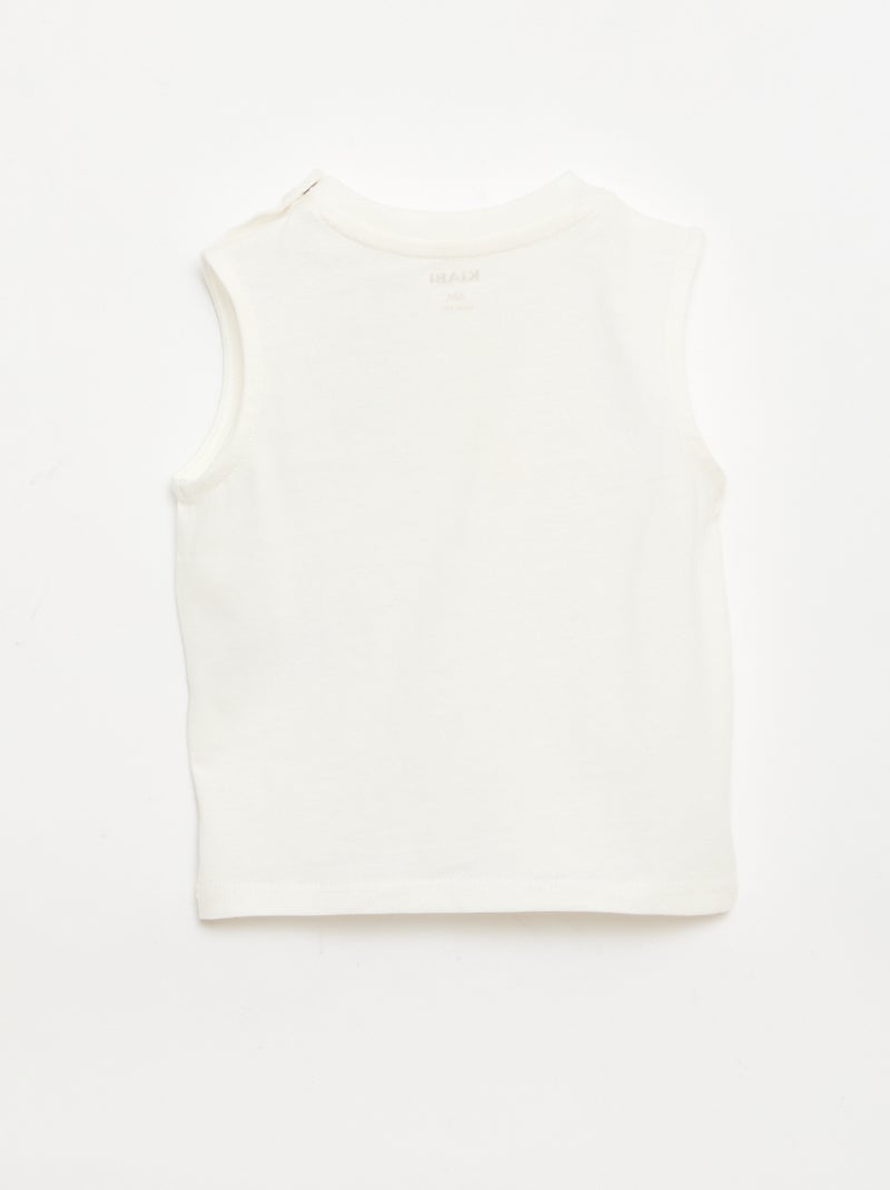 Camiseta sin mangas de punto de algodón con bolsillo en el pecho Blanco - Kiabi