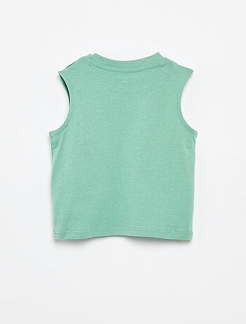 Camiseta sin mangas de punto de algodón con bolsillo en el pecho