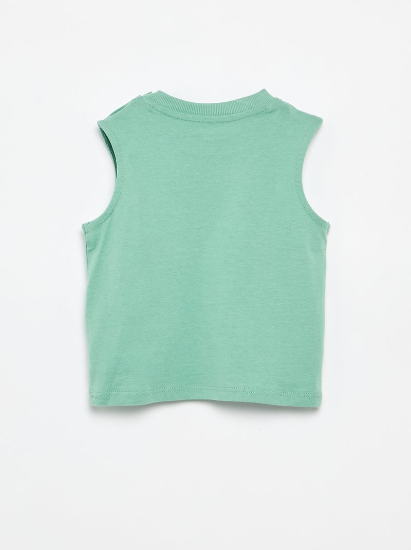 Camiseta sin mangas de punto de algodón con bolsillo en el pecho Verde - Kiabi