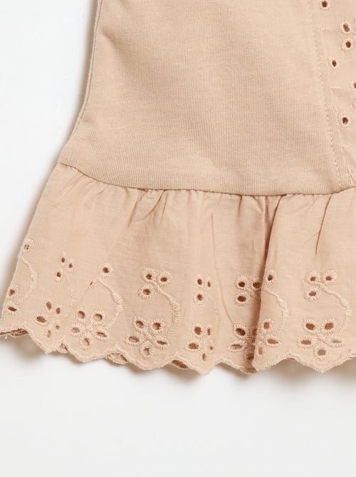 Camiseta sin mangas de punto de algodón con detalles de bordado inglés - Kiabi