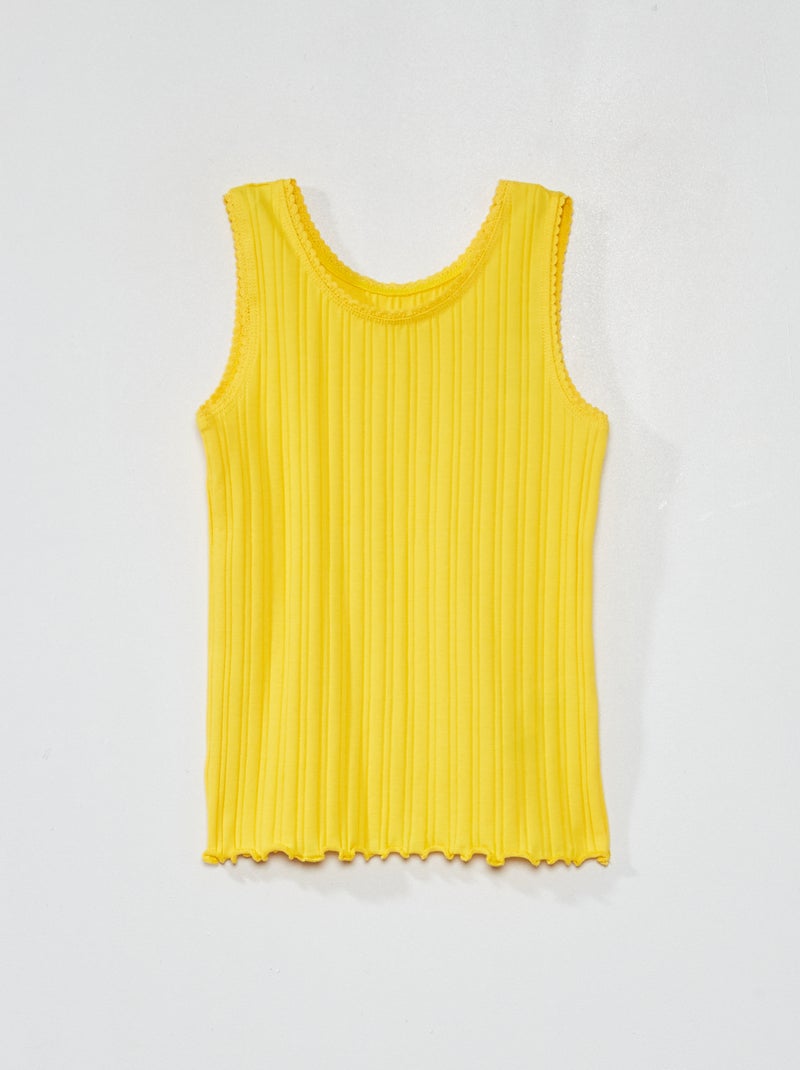 Camiseta sin mangas de punto de canalé AMARILLO - Kiabi