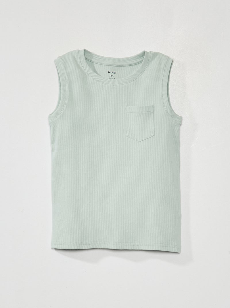 Camiseta sin mangas de punto de canalé azul - Kiabi