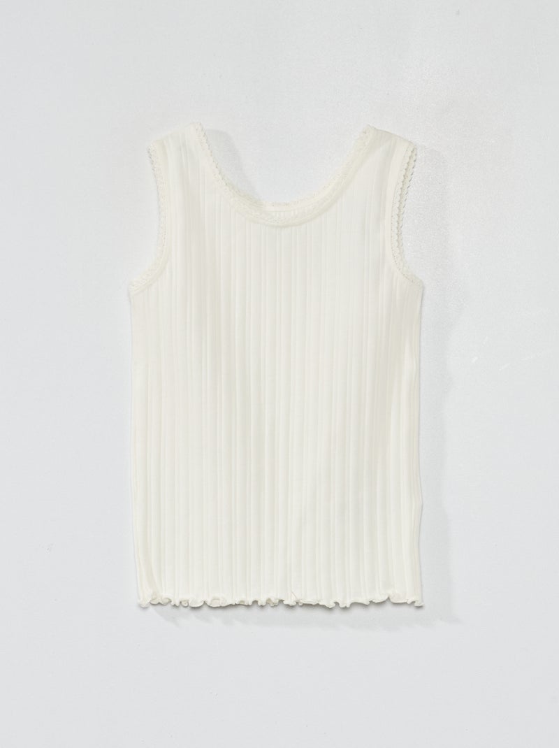 Camiseta sin mangas de punto de canalé Blanco - Kiabi
