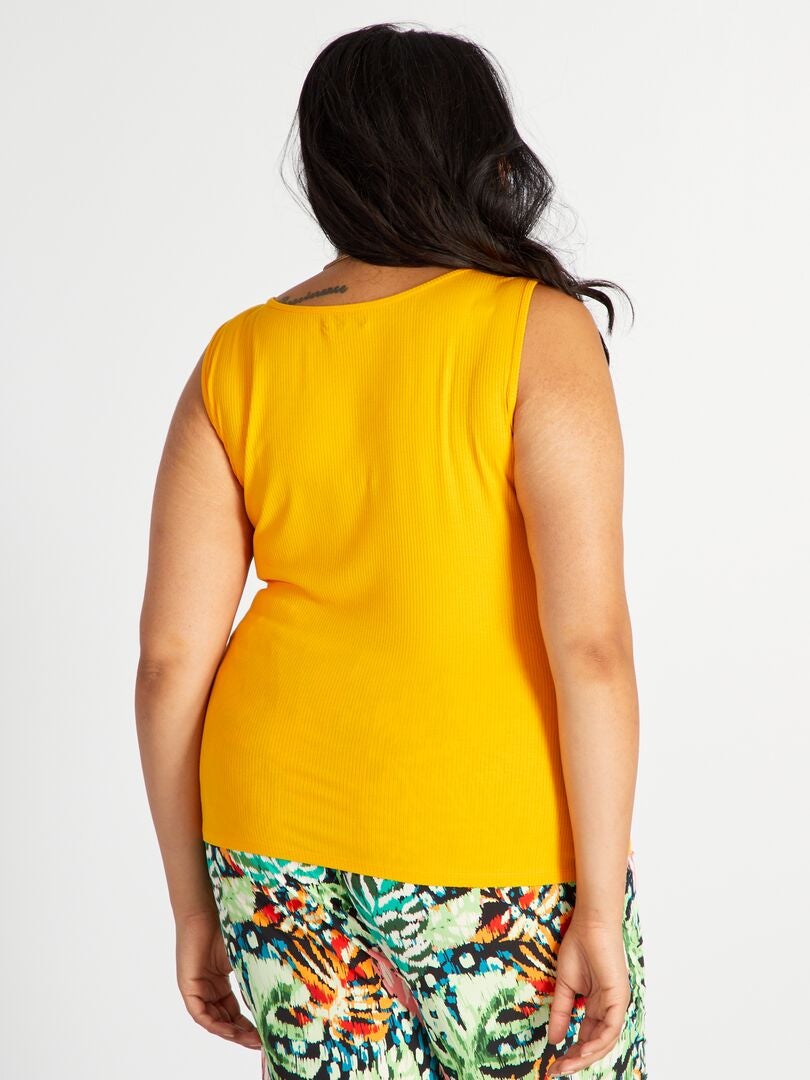 Camiseta sin mangas de punto de canalé con cuello barco AMARILLO - Kiabi