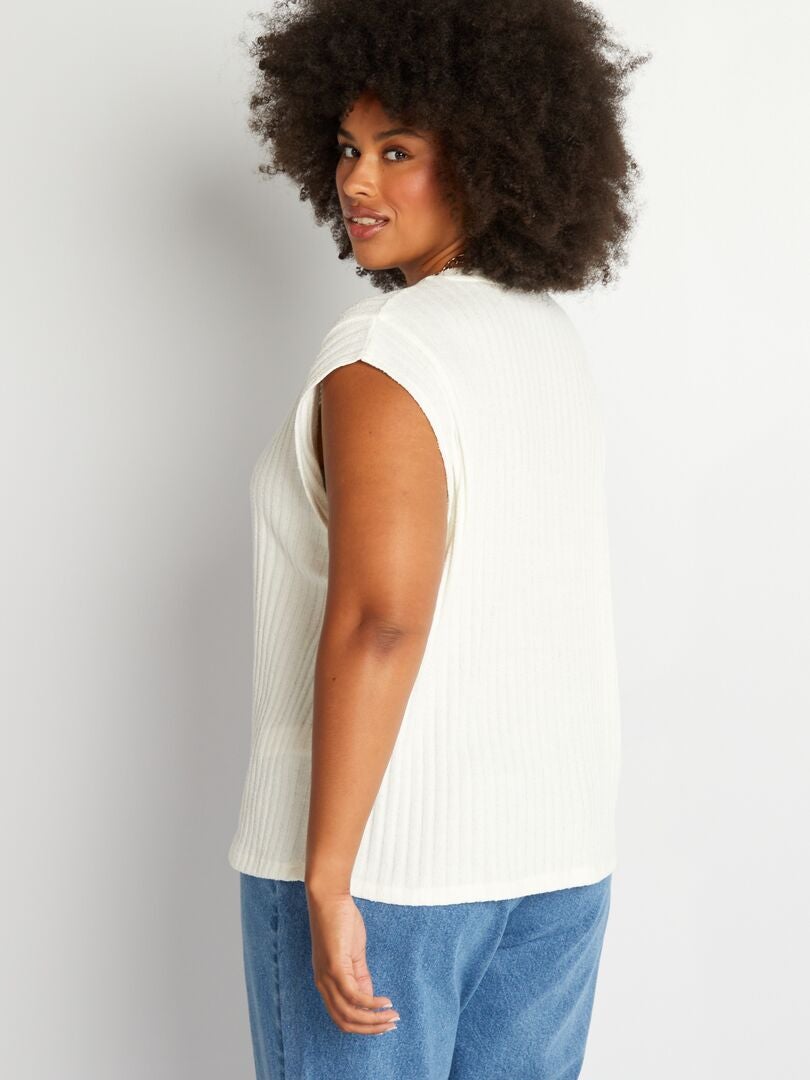Camiseta sin mangas de punto de canalé con sisa ancha Blanco - Kiabi