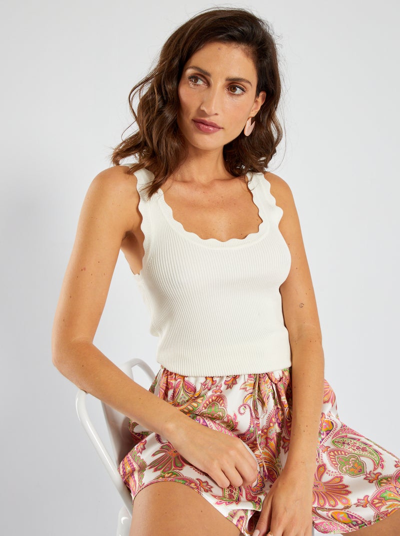 Camiseta sin mangas de punto de canalé 'JDY' blanco - Kiabi