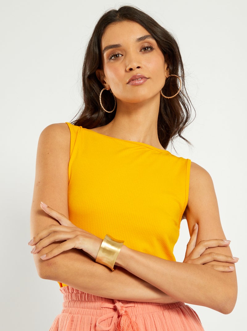 Camiseta sin mangas de punto de canalé NARANJA - Kiabi