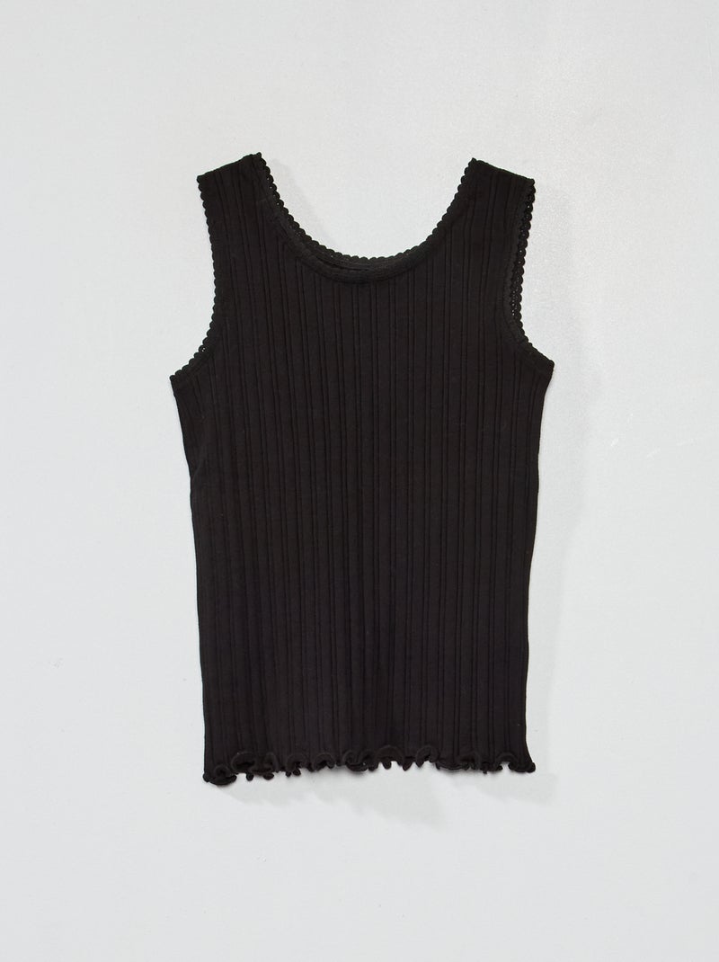Camiseta sin mangas de punto de canalé Negro - Kiabi