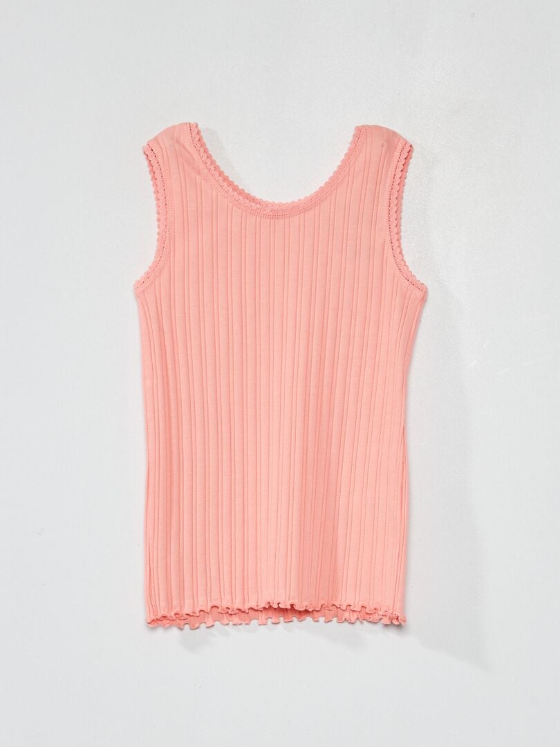 Camiseta sin mangas de punto de canalé ROSA - Kiabi