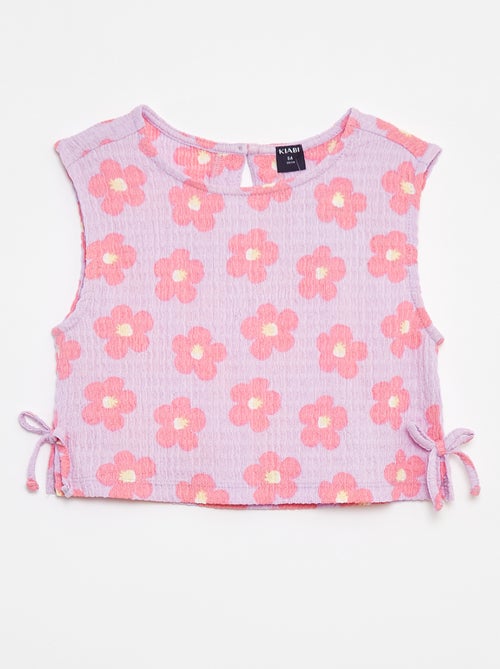 Camiseta sin mangas de punto gofrado con estampado - Kiabi
