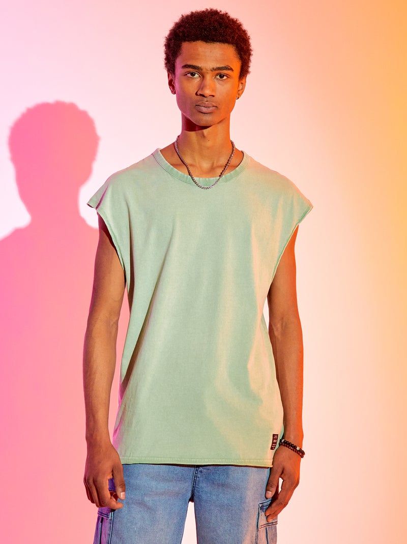 Camiseta sin mangas de punto liso AZUL - Kiabi