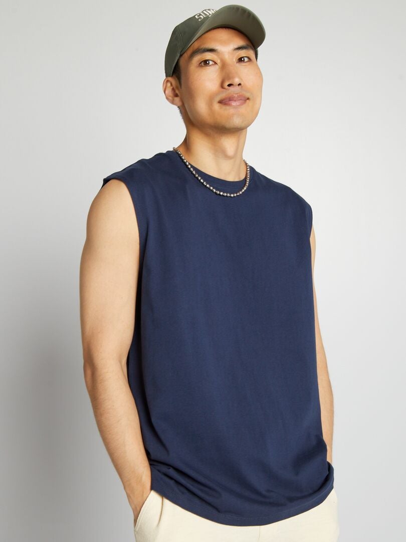 Camiseta sin mangas de punto liso NEGRO - Kiabi