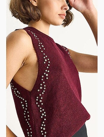 Camiseta sin mangas de punto texturizado cuello redondo lucci