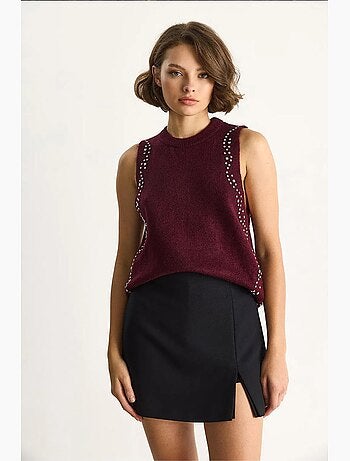Camiseta sin mangas de punto texturizado cuello redondo lucci