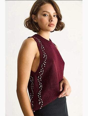 Camiseta sin mangas de punto texturizado cuello redondo lucci